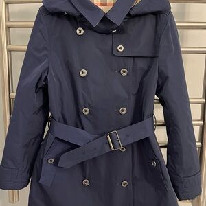 Burberry Navy Trench Coat with Belt